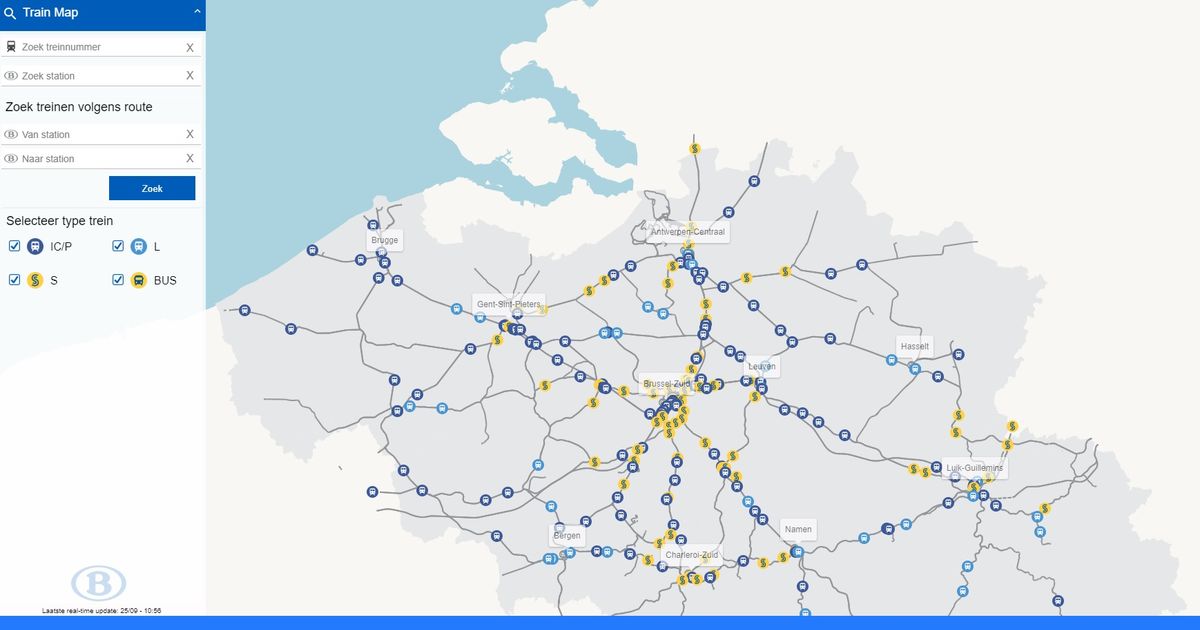 trein belgie kaart Treinen voortaan live te volgen op kaart met Train Map 