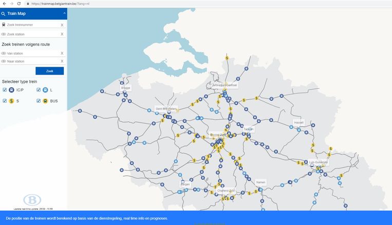 spoornet belgie kaart Treinen voortaan live te volgen op kaart met Train Map 