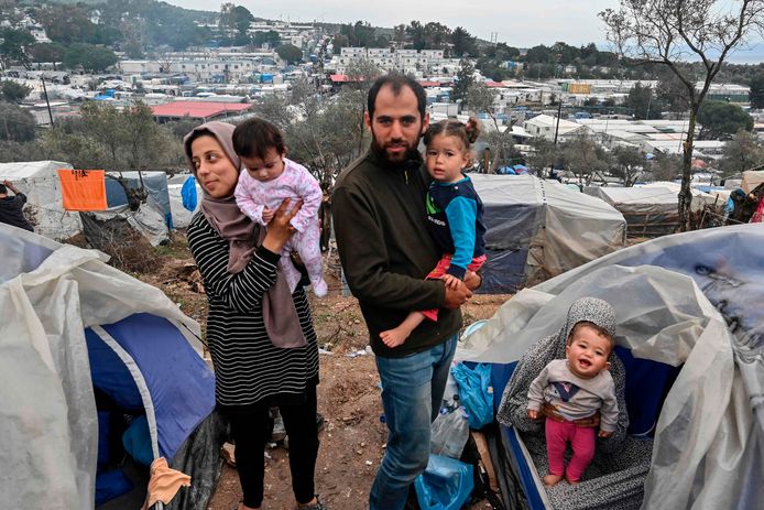 Syrische vluchtelingen op Lesbos