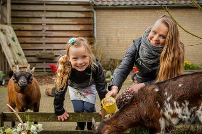 Britte (31) en haar gezin hebben ‘gekke geiten’ als huisdier: ‘Ze zijn een beetje gehandicapt’