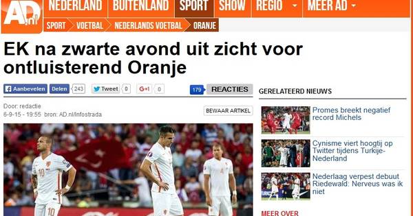 Oranje Helemaal In Rouw Hollandse School Ten Grave Gedragen Blamage Buitenlands Voetbal Hln Be