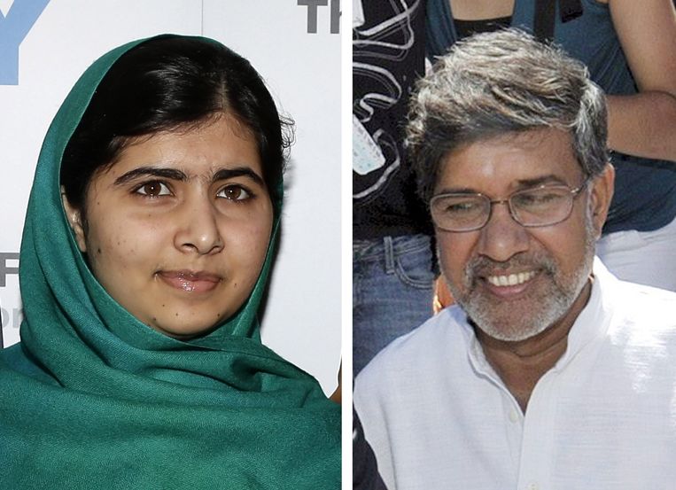Malala en Satyarthi (op een foto uit 2009). Beeld epa