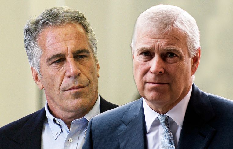 De Britse prins Andrew (rechts) raakt steeds meer verstrikt in het schandaal rond Jeffrey Epstein (links). 