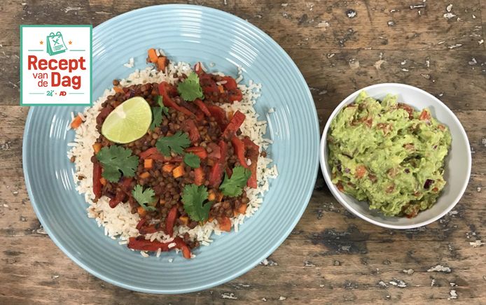 Uitgelezene Recept van de dag: Linzenchili met guacamole en bruine rijst BZ-45