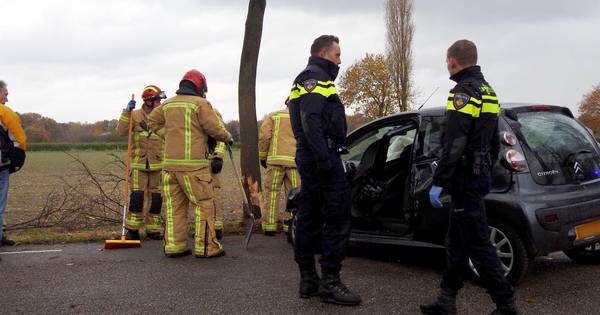 Auto botst tegen boom in Vessem, automobiliste bekneld