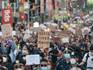 Demonstraties op Times Square in New York.
