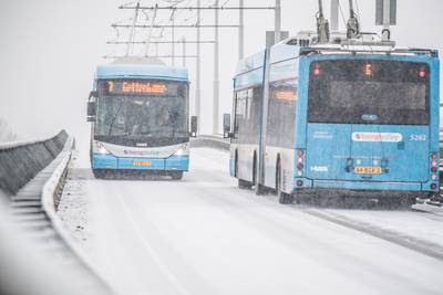 Arnhemse heuvels te glad door sneeuw; busvervoer ernstig ontregeld