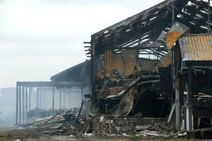 Nablussen van de brand bij varkenshouderij Knorhof.