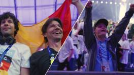 Gilles, Koen en de atleten genieten van de openingsceremonie