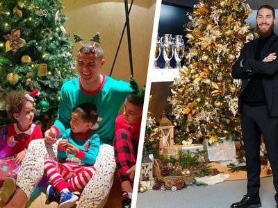 Zo vieren de sterren kerst: CR7 pakt uit met aangepaste pyjama, Sergio Ramos met uitpuilende trofeeënkast