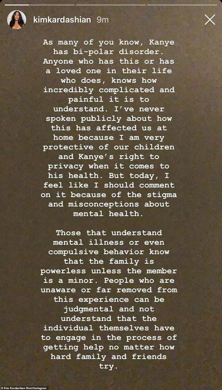 Kim reageerde op de uitlatingen van Kanye.