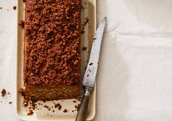 Kruidige pompoencake met kruidnotencrumble 