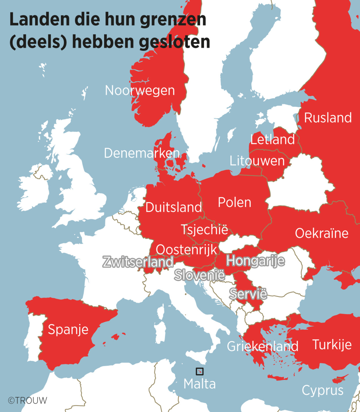 Steeds meer EUlanden sluiten de grenzen. Gevolg vele Europeanen kunnen niet naar huis Trouw