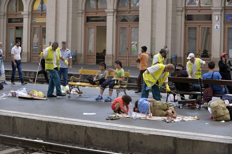 Het treinstation in Boedapest. Beeld epa