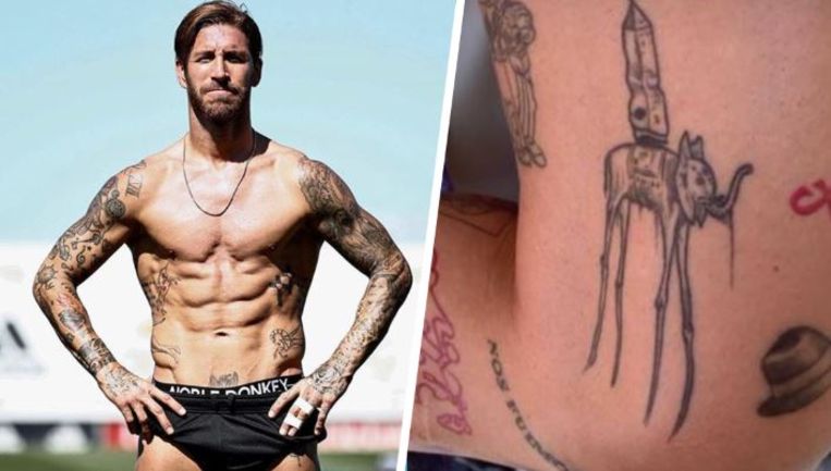 Wonderlijk Sergio Ramos toont zijn tattoos: een voetbalveld, maar ook een YJ-39