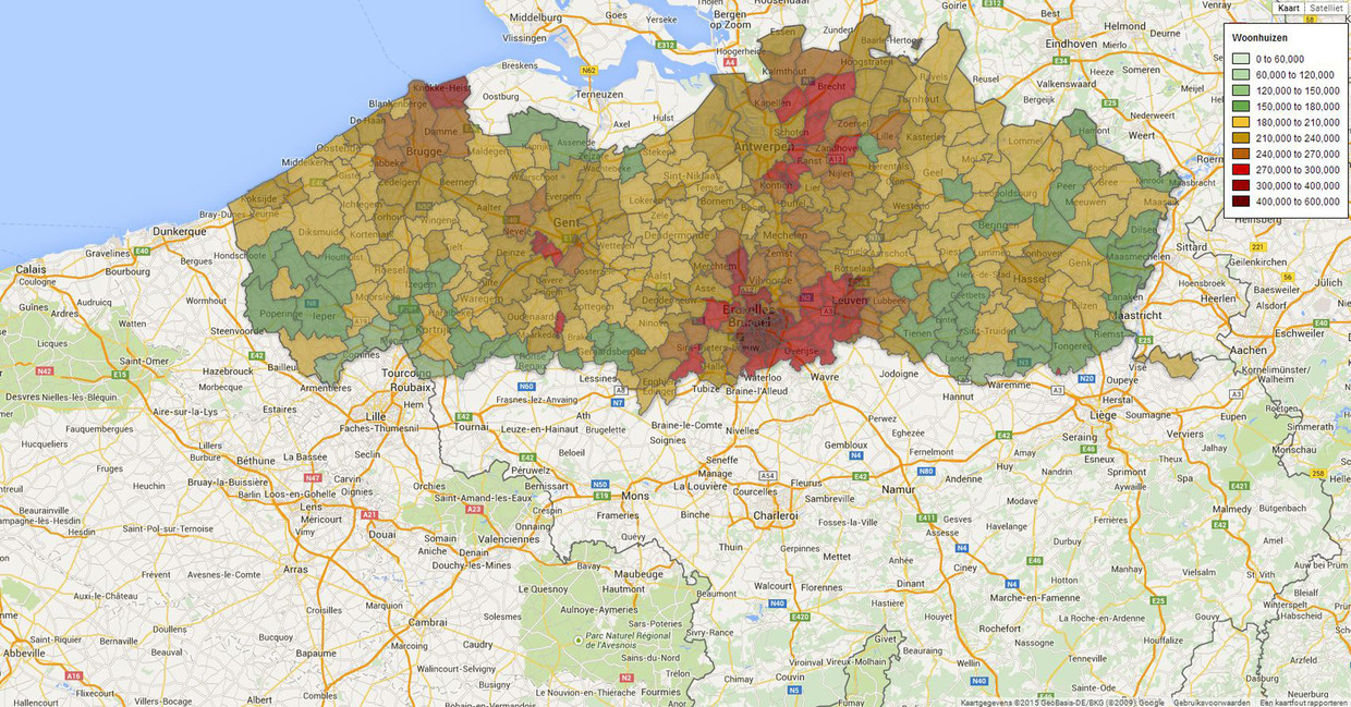 Hoeveel kost een huis of appartement in uw gemeente? De