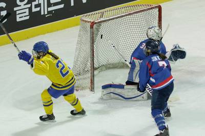 Gemengd Koreaans ijshockeyteam verliest oefenpot