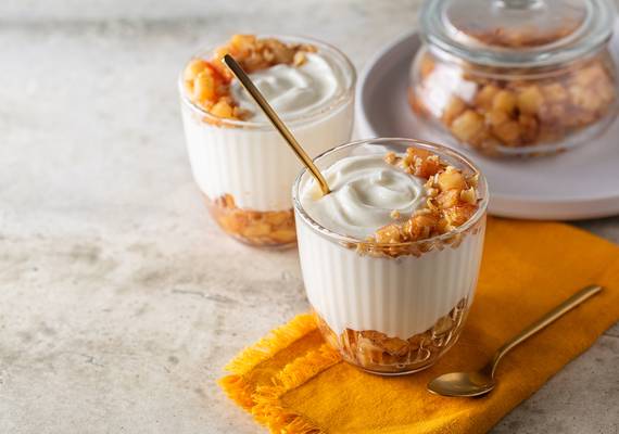 Makkelijk maar tóch hemels: kaneelcrème met appelcrumble 