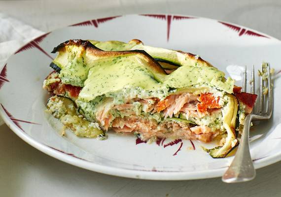 Lasagne van courgette met zalm