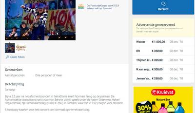 Kaarten concert Normaal voor honderden euro's doorverkocht