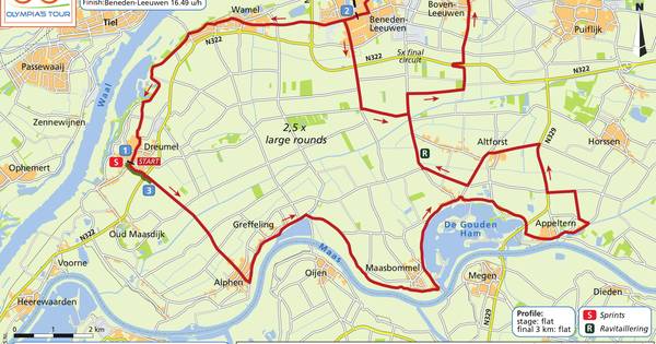 Slotetappe Olympia's Tour dwars door Maas en Waalse dorpen