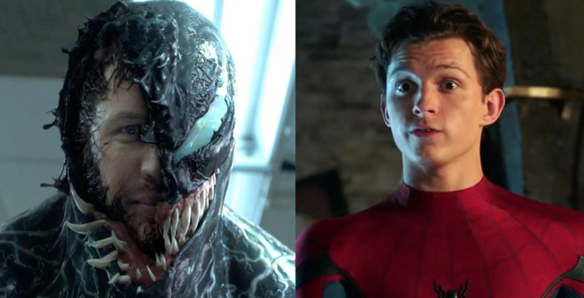 Tom Hardy als Venom en Tom Holland als Spider-Man