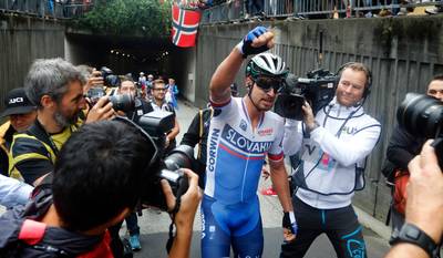 Peter Sagan draagt wereldtitel op aan overleden Scarponi
