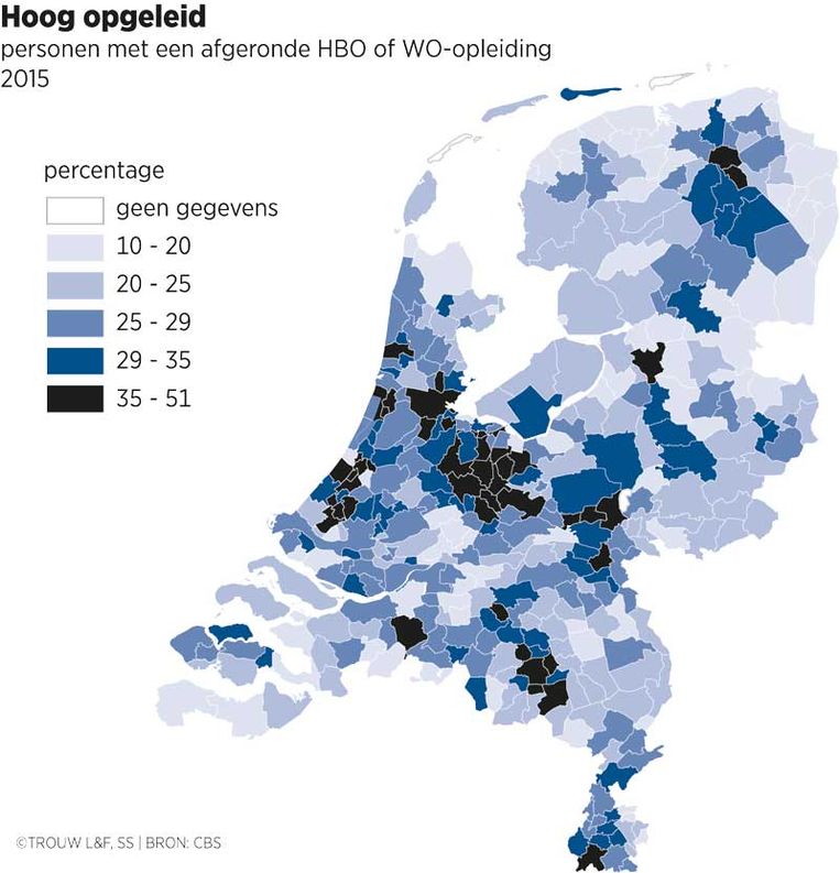 De verkiezingsuitslag legt de kloven bloot tussen hoogopgeleide