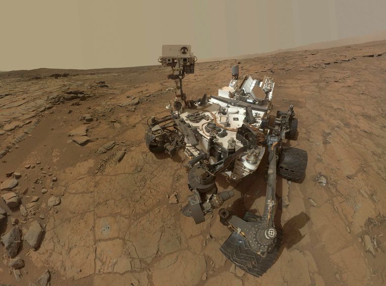Zelfportret van NASA's Curiosityrover op Mars in 2013.