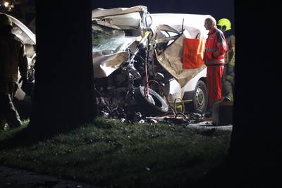 Bestuurder bestelbus zwaargewond bij botsing met boom langs N271