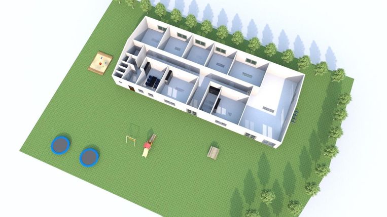 Naast verschillende afdelingslokalen zijn onder andere ook een grote polyvalente zaal, sanitair en keuken voorzien.