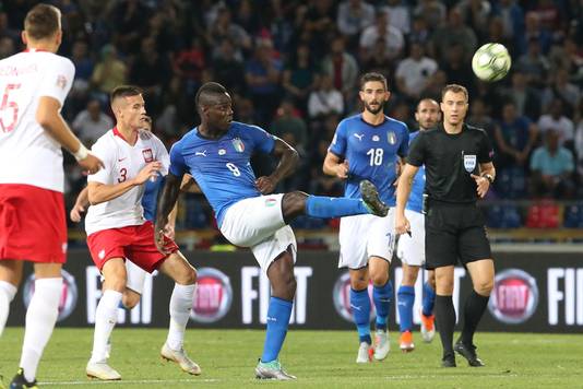 Mario Balotelli tijdens het duel met Polen.