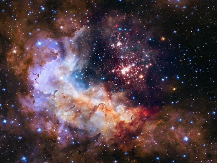 Sterrencluster Westerlund 2, gefotografeerd door ruimtetelescoop Hubble.