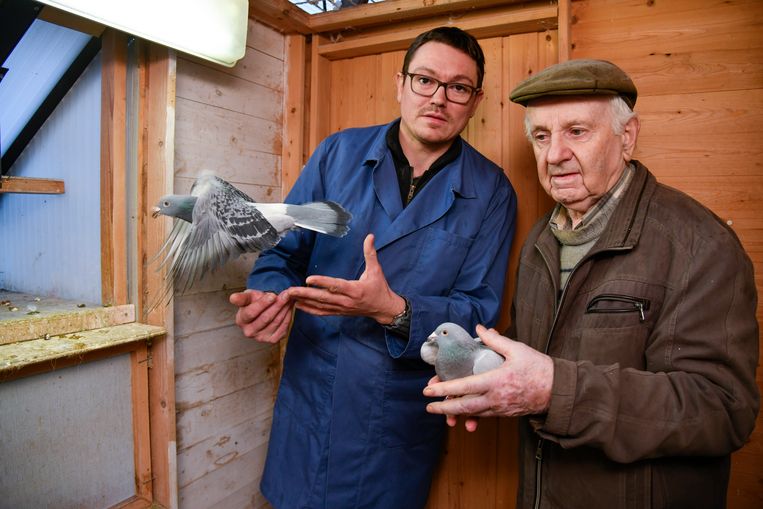 Kenny De Tobel en Roger van Doorslaer, respectievelijk het jongste en oudste lid van Union Opdorp. “De duivensport is de schoonste die er bestaat”, menen ze.